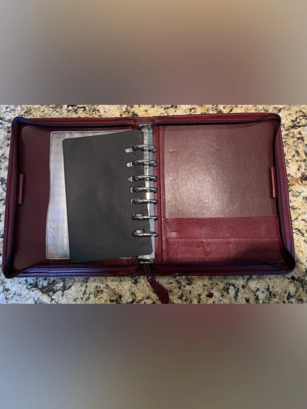 Franklin Covey Quest Burgundy Leather Zip Binder Planner 7 Ring
